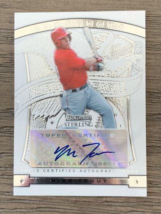 2009 Bowman Sterling Prospects Mike Trout Rookie Rc Auto Topps Certified Auto
