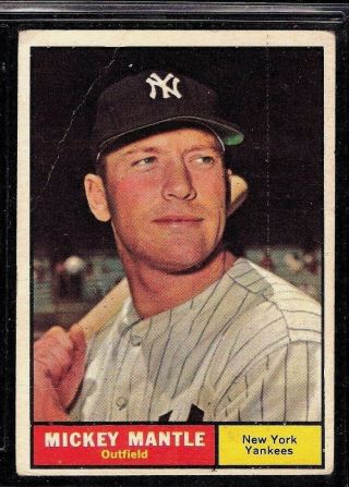 1961 Topps Baseball York Yankees World Series Mickey Mantle Card Hof 300 Vg