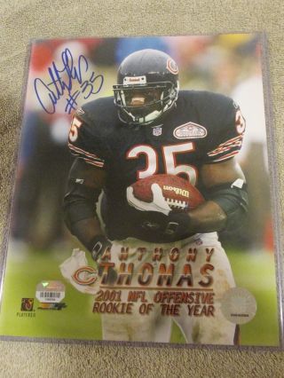 Anthony Thomas Chicago Bears Signed 8x10 Photo With 2001 Off Rookie Of Year