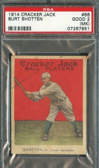 1914 Cracker Jack Shotten Psa 2 Good (mk)