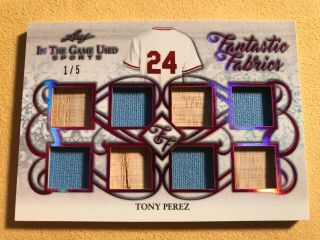 2019 Leaf In The Game Tony Perez Reds Fabrics Game Jersey Bat 1/5