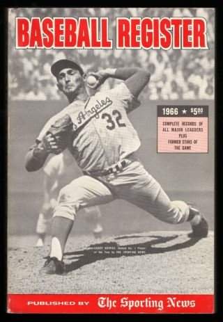 1966 The Sporting News Baseball Register Sandy Koufax Cover