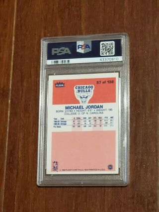 1986 Fleer Michael Jordan Rookie Card 57 PSA Good 2 2