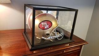 Joe Montana Signed San Francisco 49ers Full Size Riddell Nfl Helmet W Glass Case