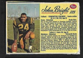 1963 Post Cfl Football: 125 Johnny Bright,  Edmonton Eskimos