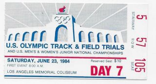 1984 U.  S.  Olympic Track & Field Trials Ticket Stub Carl Lewis - Dwight Stones L@@k