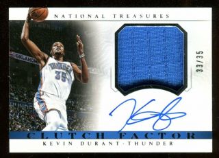 Kevin Durant 2014 - 15 National Treasures Clutch Factor Jersey Auto /35 Warriors