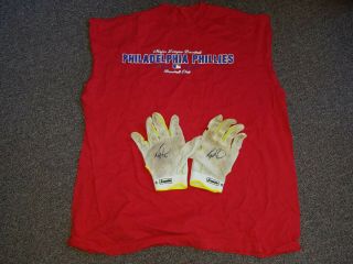 Ryan Howard Philadelphia Phillies Game Autograph Batting Gloves & Mlb Shirt