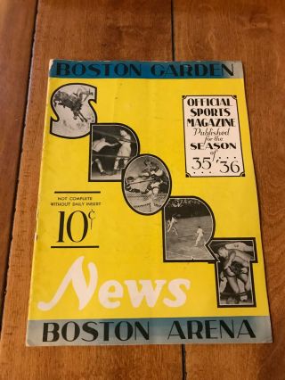 1936 Boston Sport News Boston Bruins Vs Montreal Hockey Program Boston Garden