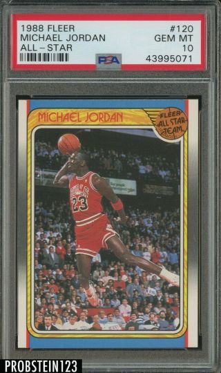 1988 Fleer All - Star Basketball 120 Michael Jordan Chicago Bulls Hof Psa 10