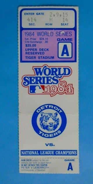 1984 World Series Ticket Stub Padres Vs Tigers At Tiger Stadium Game 3 Of Series
