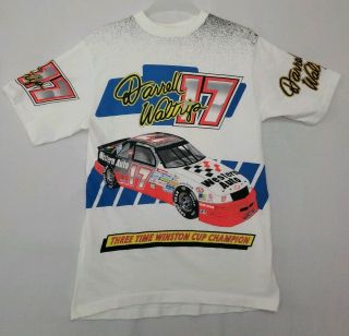 Vtg 90s Darrell Waltrip All Over Double Sided Shirt Sz L Western Auto Parts (n)