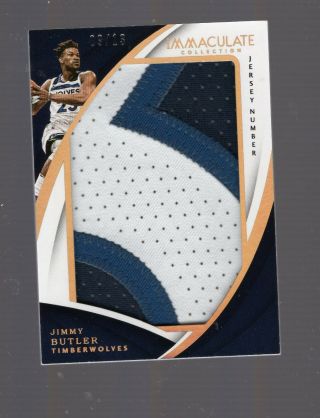2017 - 2018 Panini Immaculate Jimmy Butler Jersey Number Logo Patch 9/13 Heat