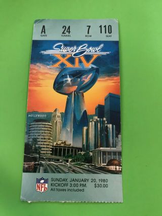 Bowl Xiv Ticket Stub Pittsburgh Steelers Los Angeles