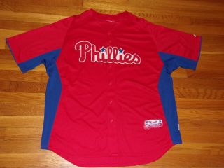 Majestic Philadelphia Phillies Button - Front Baseball Jersey Mens 2xl
