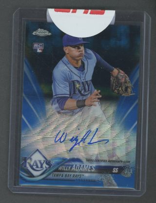 2018 Topps Chrome Blue Wave Refractor Willy Adames Rc Rookie Auto 111/150