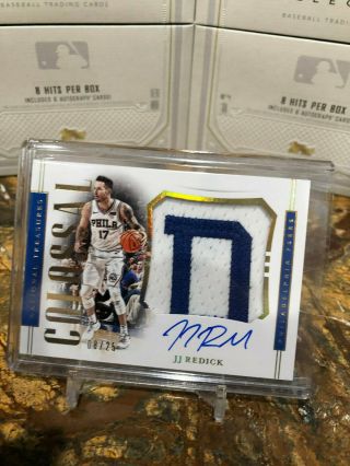 2018 2019 Panini National Treasures Jj Redick Game Patch Autograph 8/25