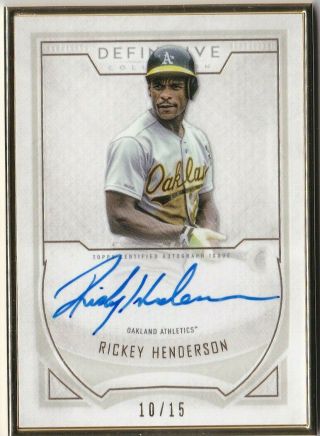 Rickey Henderson 2019 Topps Definitive Gold Frame 10/15 Auto Athletics A 