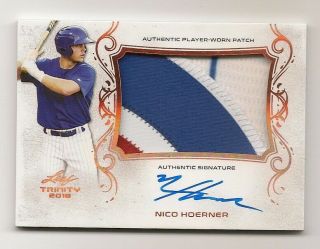 2018 Leaf Trinity Nico Hoerner Auto 3 Color Player Worn Patch From Redemption