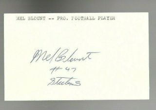 Mel Blount Signed Autographed 3x5 Index Card Jsa Authentic Steelers