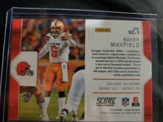 Baker Mayfield 2019 Panini Score Signal Callers Insert Card SC1 Browns 2