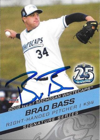 Brad Bass Signed 2018 West Michigan Whitecaps Card - Auto - Detroit Tigers