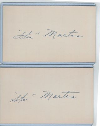 (2) Stu Martin Index Card Signed 1936 - 40 St Louis Cardinals Psa/dna 1912 - 1997