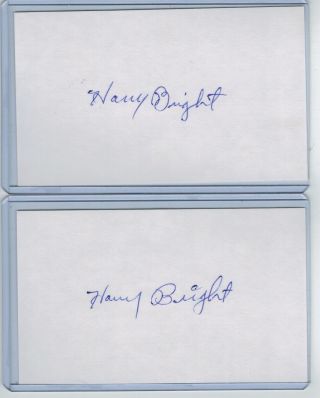 (2) Harry Bright Index Card Signed 1963 Ny Yankees Psa/dna Certified 1929 - 2000