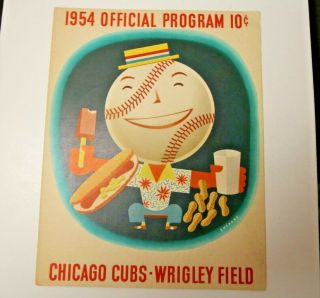 1954 Chicago Cubs Program Scorecard Vs.  The St Louis Cardinals Mlb Baseball