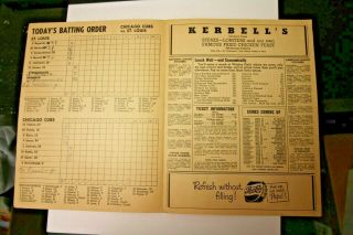 1954 CHICAGO CUBS PROGRAM SCORECARD VS.  THE ST LOUIS CARDINALS MLB BASEBALL 2