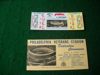 PHILLIES 1971 VETERANS STADIUM OPENING DAY IN PHILA - Program - Ticket Stub and More 2