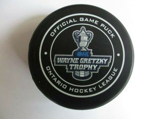 2019 Ohl Wayne Gretzky Trophy Official Game Puck - Western Division Guelph Storm