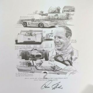 Denis Denny Hulme Autograph Signed Limited Ed.  Art Print By John Napier Hill