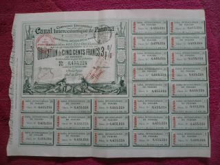 Canal InterocÉanique Panama 1884 Green Bond 3 500 Francs