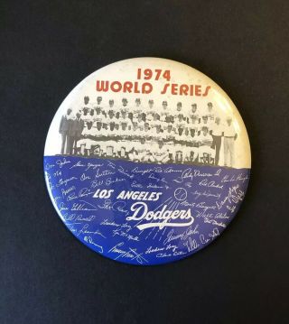 1974 LA Dodgers World Series Photo/facsimile Autograph Pin Button 2