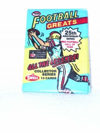 10 PACKS 1988 SWELL FOOTBALL GREATS,  25TH ANNIVERSARY HALL OF FAME 2