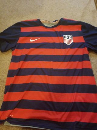 Large Mens Nike Usa Vapor Match Gold Cup Soccer Jersey Blue Red L