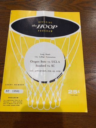 1958 Ucla Vs Oregon St,  Usc Vs Stanford Basketball Program The Hoop,  2/22/1958