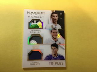 Cristiano Ronaldo Immaculate Triples Jersey Laliga Patch Card Real Madrid Bale
