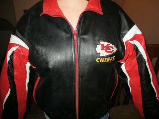 PRO PLAYER Kansas City Chiefs Leather Jacket XXL 2 Extra Large Black Red WHITE 5