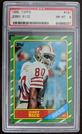 Jerry Rice 1986 Topps Rookie 161 - 49ers - Psa 8 Nm/mt
