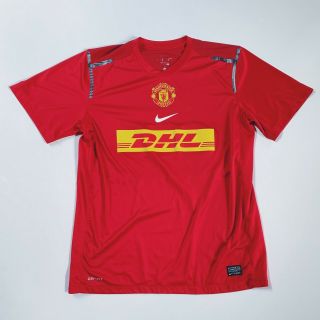 Authentic Nike Dri Fit Manchester United Red Dhl Soccer Jersey Large