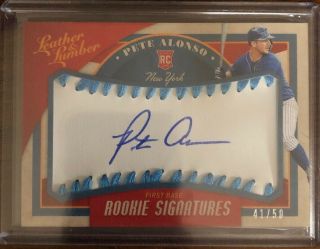 Pete Alonso 2019 Leather & Lumber Rookie Baseball On Card Auto 41/50 Mets Rc