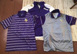 Minnesota Vikings Nike On Field Apparel Dri Fit Polo/golf Shirts Pullover Large