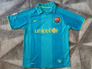 Fc Barcelona Nike Jersey Away Size M 2007/08 Ronaldinho Shirt Messi Unicef