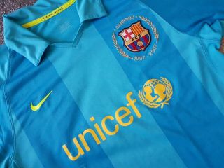 FC Barcelona Nike Jersey Away Size M 2007/08 Ronaldinho Shirt Messi Unicef 2