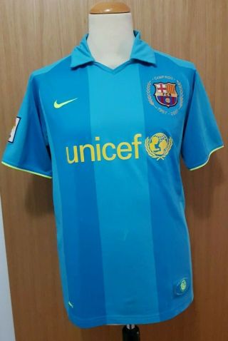 FC Barcelona Nike Jersey Away Size M 2007/08 Ronaldinho Shirt Messi Unicef 5