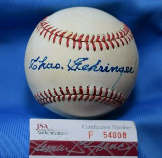 Charlie Gehringer Jsa Autograph American League Oal Hand Signed Baseball