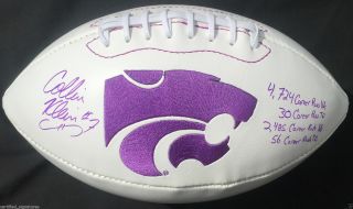 Collin Klein Signed Kansas State Wildcats Football 4 Stat Line Inscr Proof J4