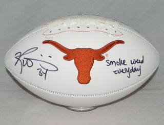Ricky Williams Signed Texas Longhorns Logo Football W/ Smoke Weed Everyday